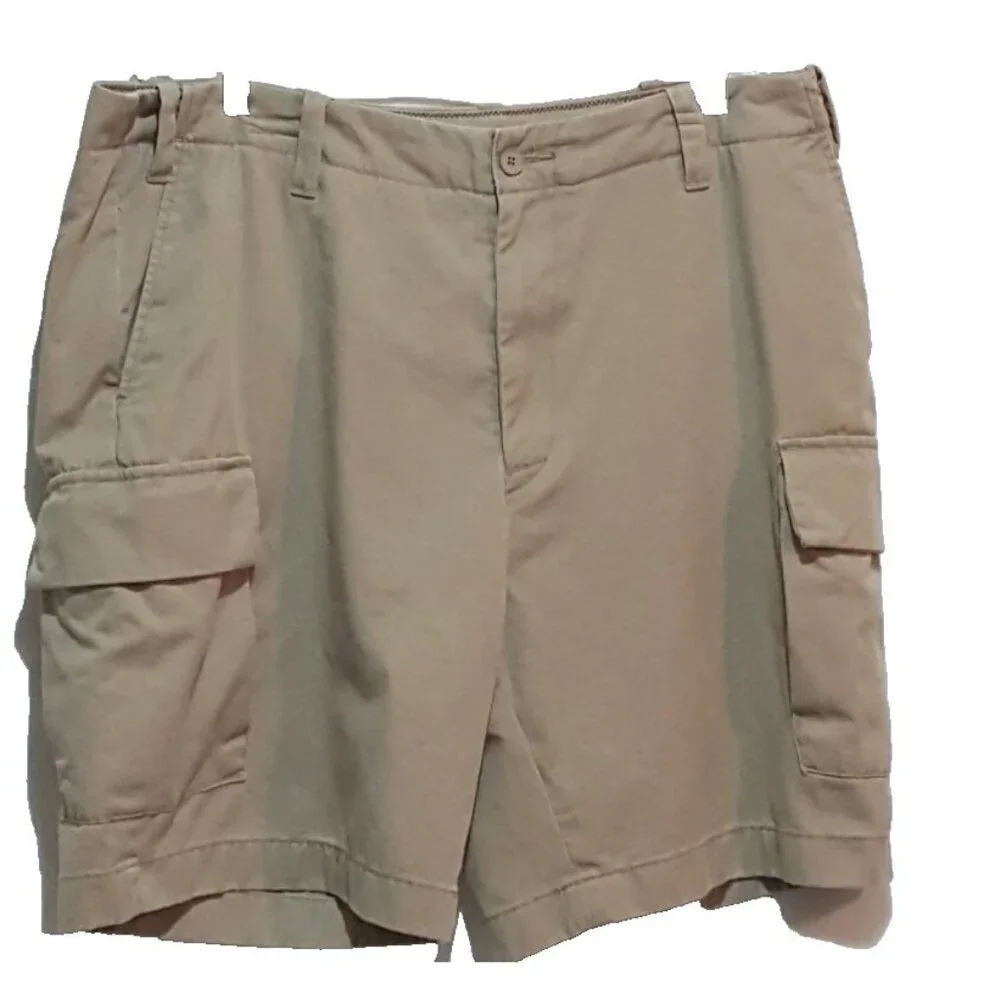 Nautica Cargo Shorts Men's Size 38 Chino Khaki Relax‎ Fit 100% Cotton Heavy